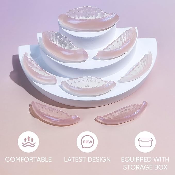 Lash Lift Pads Silicone Eyelash Lift Pads Super Sticky Soft Perfect with Lash Lift Balm Glue Reusable Lash Lifting Pads (Pink)