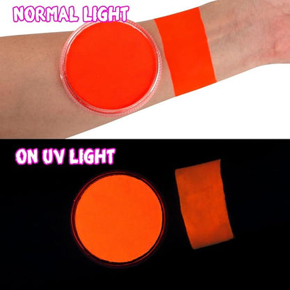 Bowitzki 30g Professional Face Paint Body Paint Water Based Face painting Makeup Safe for Kids and Adults Split Cake Single Color (Neon Orange Red)