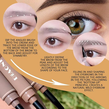 2 Different Eyebrow Cream,Eyebrow Pencil, with Eyebrow Brushes, Eye Makeup Long Lasting Waterproof and Smudgeproof Natural Looking Brows(Brown)