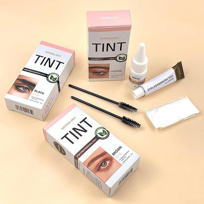 Lash Color Kit, Natural Black Eyelash & Eyebrow Color Kit, Lasting for 6 Weeks, Waterproof & Safe Color for Salon Home Easy Use, Gift for Women Girl Mom Wife