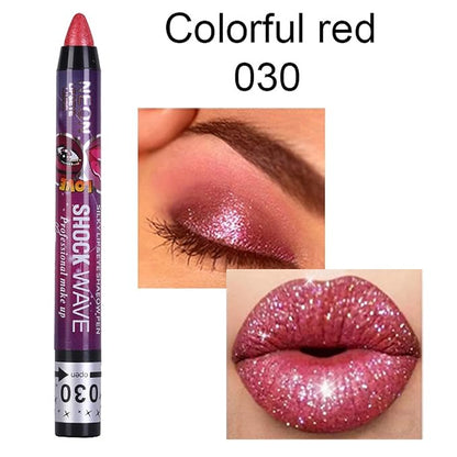 Vtrem 4 Colors Purple Red Brown Gold Shimmer Glitter Eyeshadow Pen Lip Pen 2-in-1 Lying Silkworm Highlighter Eye Shadow Pen Waterproof Long Lasting Eye Shadow Set Pen Eyeliner Kit
