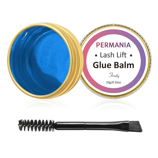 PERMANIA Lash Lift Glue, Eyelash Lifting Adhesives Strong Hold and Perfectly Shaped Eyebrows for Brow Lamination Kit, Lash Lift Balm Bright Colors & Fruity Flavours Fast Drying & Waterproof (Blue)