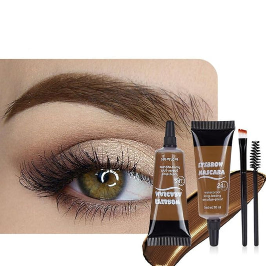 Tinted Thickening Eyebrow Mascara with Two Eyebrow Brushes,Brow Fast Sculpt,Waterproof,Transfer-proof,Eyebrow Tinting Kit- Cruelty Free - Light Medium Brown (2 Pack) (01 Brown)