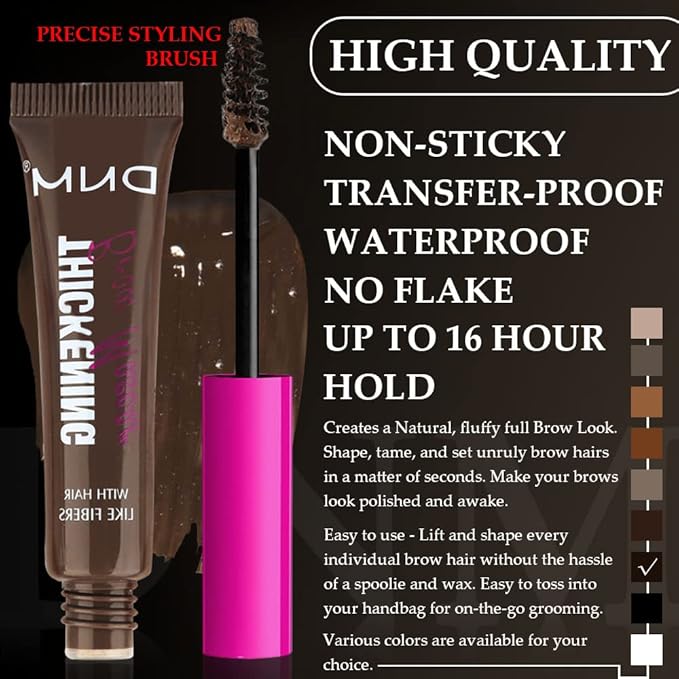 Tinted Thickening Brow Mascara,Brow Fast Sculpt,Waterproof, Transfer-proof, Brush to Fill in Eyebrows and Cover Gray Hairs - Cruelty Free - Light Medium Brown (2pcs 07 Espresso)
