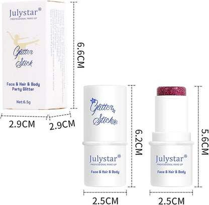 Body Glitter Stick, 4 Colors Mermaid Sequins Glitter Gel for Face and Body, Waterproof Chunky Glitter for Stage Party Club Holographic Glitter Makeup, Blue Face Glitter Gel Eye Glitter