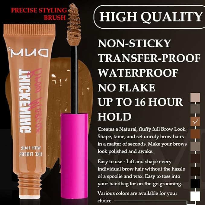 Tinted Thickening Brow Mascara,Brow Fast Sculpt,Waterproof, Transfer-proof, Brush to Fill in Eyebrows and Cover Gray Hairs - Cruelty Free - Light Medium Brown (2pcs 03 Auburn)