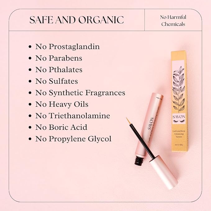 Organic Lash Growth Serum for Thicker, Longer Eyelashes and Eyebrows - with Biotin, Peptides, and Panthenol - Natural and Cruelty Free - USA - Lash and Brow Boost Serum - Eyelash Conditioner