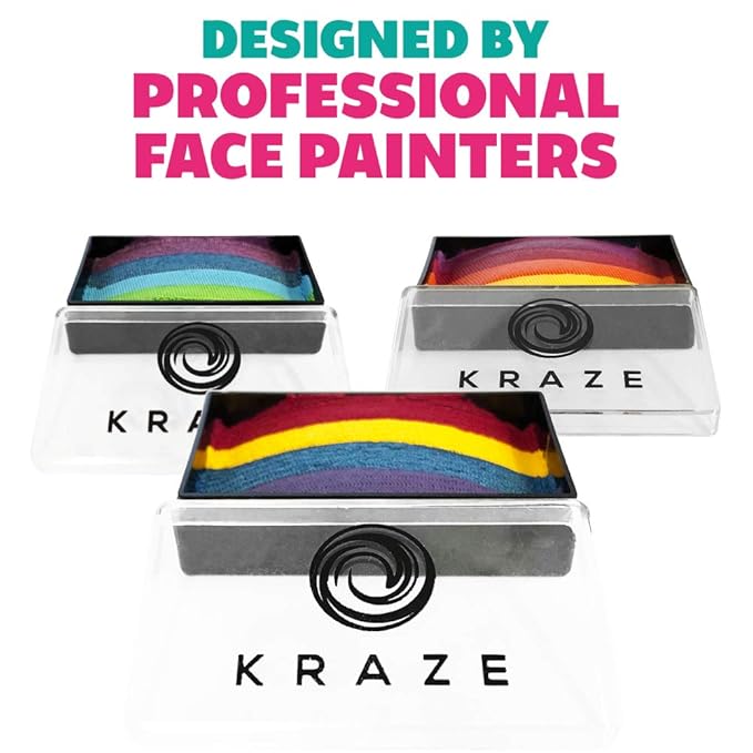 Kraze FX Dome Stroke - Pixie (25 gm), Professional 1-Stroke Split Cake, Hypoallergenic, Non-Toxic, Water Activated Face & Body Painting Makeup Supplies for Sensitive Skin, Kid Safe, Adults