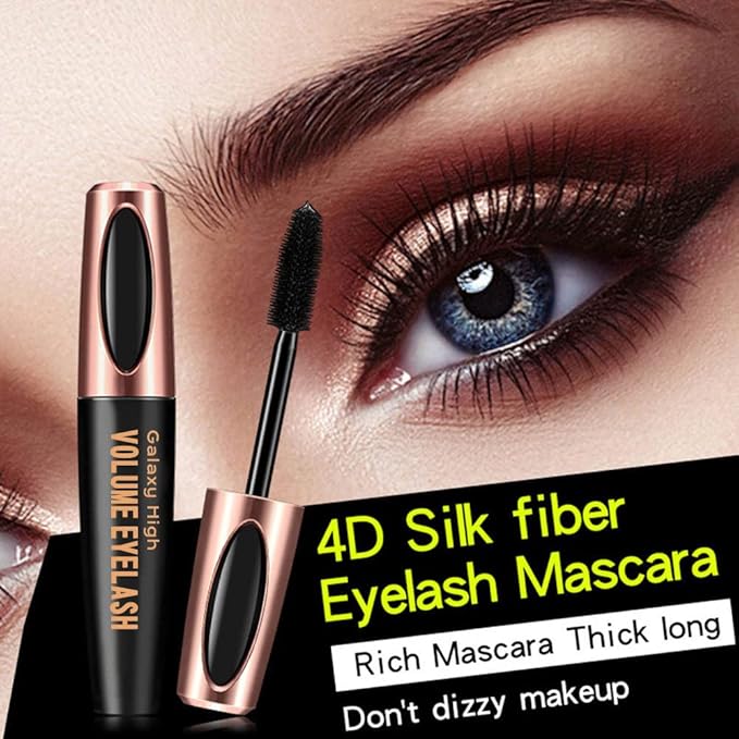 4D Silk Fiber Eyelash Mascara, Waterproof & Long-Lasting Mascara Black Volume