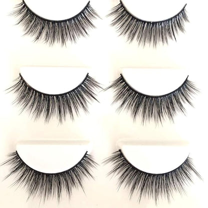 Sunniess False Eyelashes 8D Faux Mink Lashes 100% Handmade Reusable Natural Look Fake Eye lashes Cat-Eye Fluffy Wispy Lashes Dramatic Long Thick Volume Soft Lashes Packs