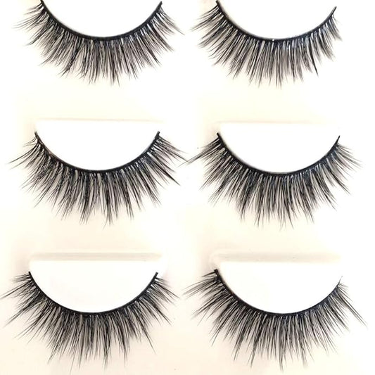 Sunniess False Eyelashes 8D Faux Mink Lashes 100% Handmade Reusable Natural Look Fake Eye lashes Cat-Eye Fluffy Wispy Lashes Dramatic Long Thick Volume Soft Lashes Packs