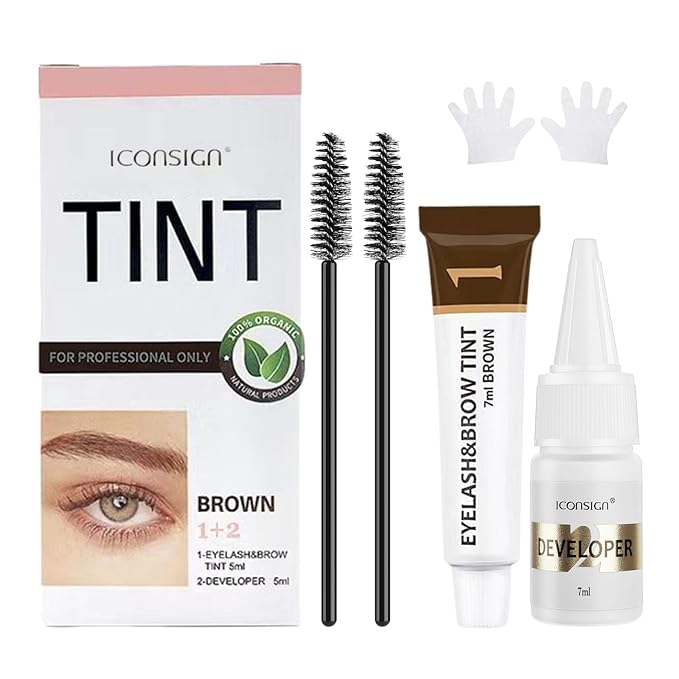 Lash Color Kit - Professional Eyelash and Brow Color Set with Natural Effect, Lasts 6 Weeks, Safe & Easy to Use for Salon Home (7ml, Brown)