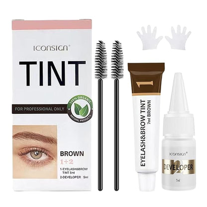 Lash Color Kit - Professional Eyelash and Brow Color Set with Natural Effect, Lasts 6 Weeks, Safe & Easy to Use for Salon Home (7ml, Brown)