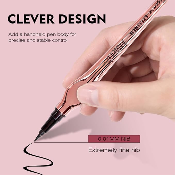Matte Black Eyeliner Pen - Smudge-Proof Formula, Easy to Apply, Vegan & Cruelty Free, Ideal for Winged Liner Looks