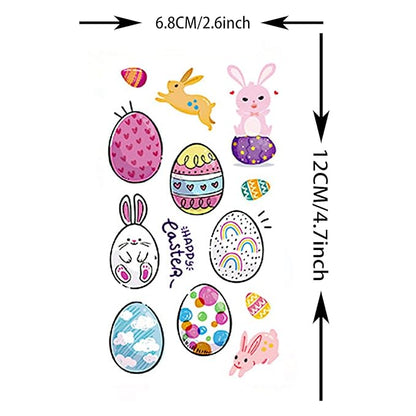 10 Sheets Happy Easter Temporary Tattoos For Kids Boys Girls Easter Basket Stuffers Party Decoration, Funny Bunny Eggs Fake Tattoo Sticker Easter Accessories Supplies Goodie Bag Fillers Children Gifts