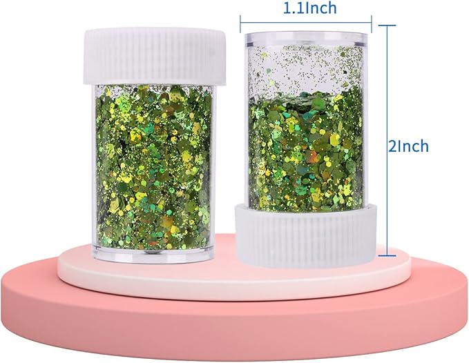 20 Assorted Colors Holographic Chunky and Fine Mixed Glitter,Shake Jar,for DIY Craft Epoxy Resin Tumber Making,Nail Art,Body Glitter,Jewelry Earring Keychain Making