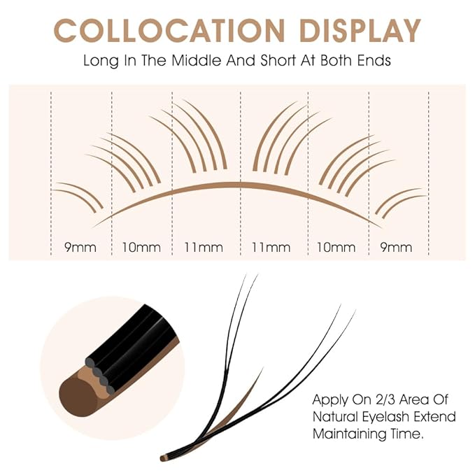 YY Eyelash Extension 0.07mm LU Curl 8-14mm Mixed Tray Lash Supplies Premade Fans Y Shape Volume Lash 12 Rows Premium Faux Mink Lash Extensions (8-14 MIX, Brown;0.07 LU)