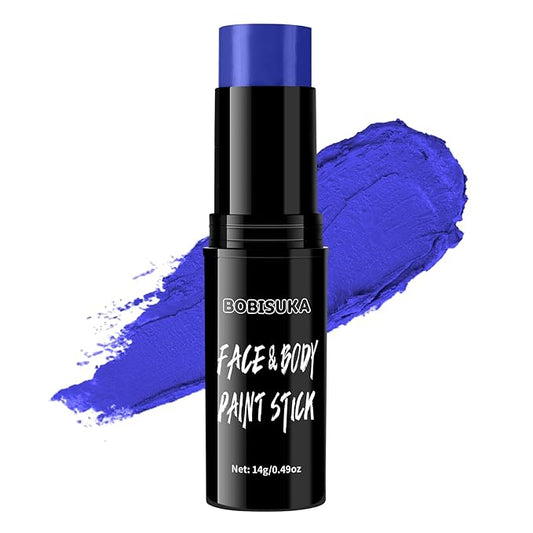 BOBISUKA Blue Face Body Paint Stick Dark Blue Eye Black Sticks for Sports Water Based Face Painting Kit Quick Drying Foundation Makeup for Halloween Avatar Mystique Smurf Cosplay SFX Costume Party
