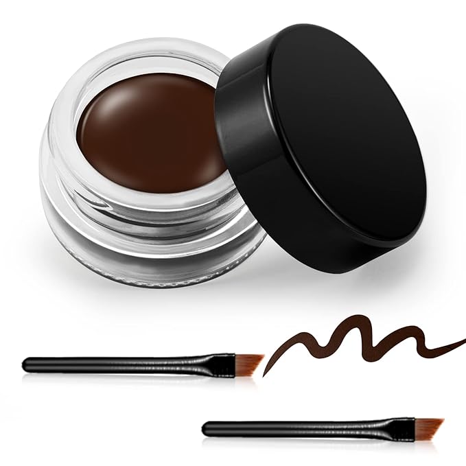 Erinde Brown Gel Eyeliner - Waterproof, Long Lasting Cream Eye Liner with High-Intensity Pigments, Smudge-Proof, 2PCS Eyeliner Brushes