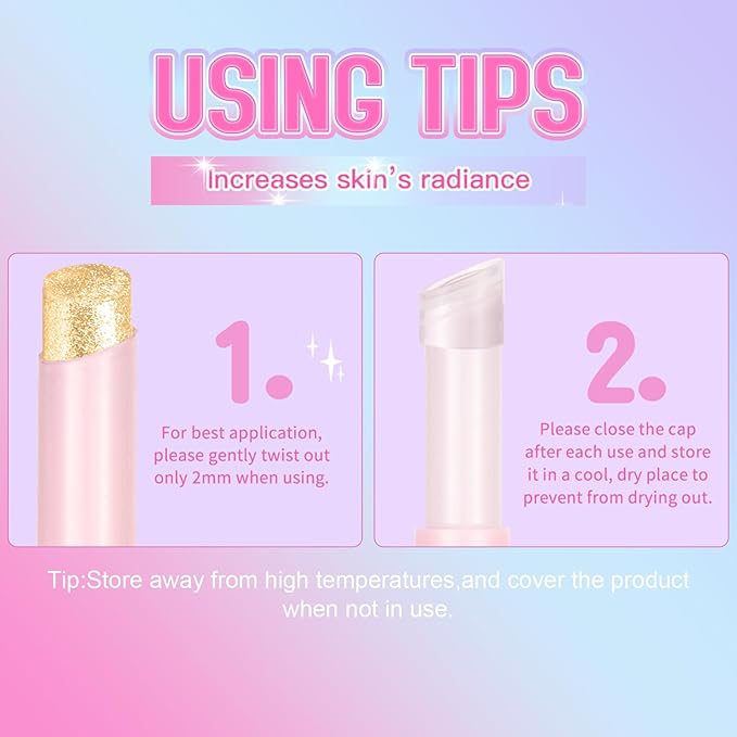 Crystal Jelly Glaze Eyeshadow Stick: Long Lasting Glitter Eye Shadow - Lightweight Highlighter Stick - Shimmering Skin Makeup for Eye, Body, Lip and Leg (04 Golden Girl)