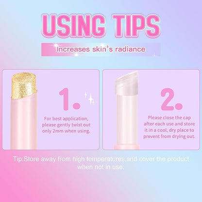 Crystal Jelly Glaze Eyeshadow Stick: Long Lasting Glitter Eye Shadow - Lightweight Highlighter Stick - Shimmering Skin Makeup for Eye, Body, Lip and Leg (04 Golden Girl)