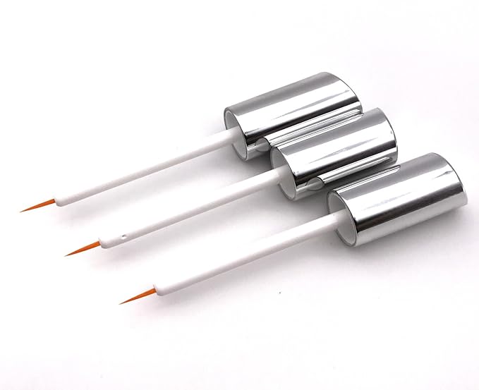 3 pcs 5ml Silver Acrylic Empty Eyelashes Tube Eyeliner Vials Bottle With Wand Applicators for Eyelash/Eyebrow Growth Serum Castor Oil