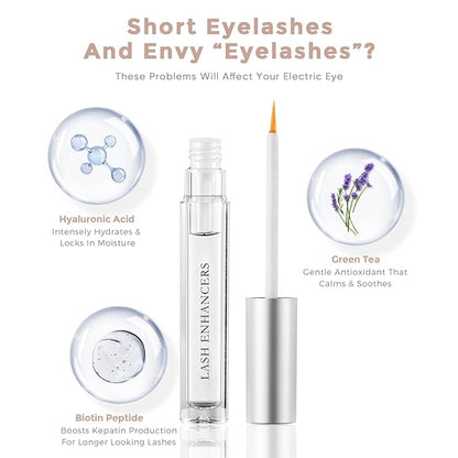 Eyelash Growth Serum, Nutrient Formula Lash Serum Growths Fuller & Longer Looking, Clear Eyebrow Growth Serums With Mascara Tube Natural Formula Vegan & Cruelty-Free