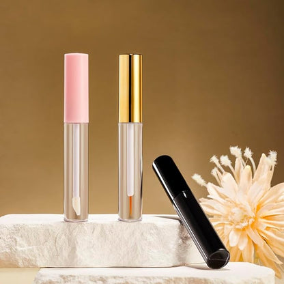 YITOU 3PCS 10ml Empty Mascara Tube and Wand, Refillable Lip Gloss Tubes with Brush, Eyeliner Tube with Rubber Inserts, Cosmetic Container kit for DIY Castor Oil Lip Gloss
