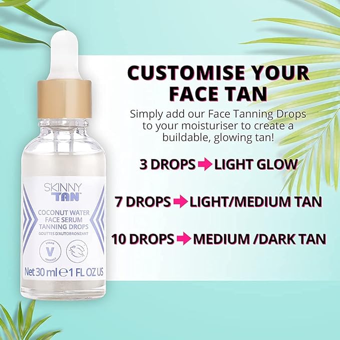 Skinny Tan Coconut Water Self Tanning Kit | 30ml Face Serum Tanning Drops | 5.07 Oz. Hydating Tanning Mist | Moisturizing Natural Glow Help Reduce Fine Lines & Wrinkles | Customize Your Complexion