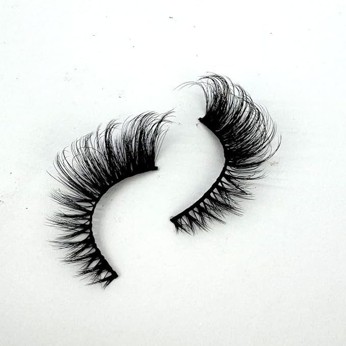 HBZGTLAD New 3D Cat-Eye Mink Eyelashes Curled Winged Natural Realistic Messy End Eye Elongated Thick False Eyelashes Soft Fake Eyelashes (V2)