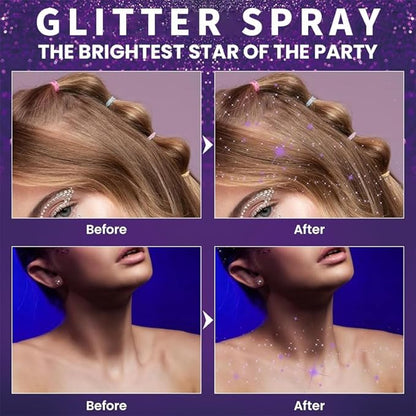 Glitter Spray for Body, Hair & Face - Washable & Non-Toxic, Ideal for Halloween, Parties, Festivals, and DIY Crafts - Quick-Dry, Vegan, and Eco-Friendly 3.38 Fl Oz