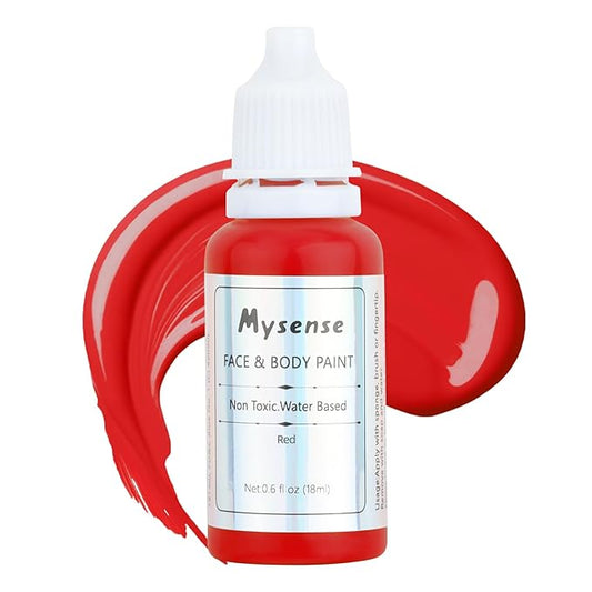 Mysense Red Face Body Paint,Water Based Washable Face Paint,Non-toxic Cream Body Paint for Adults and Children Halloween Costume SFX Clown Millie Helluva Boss Cosplay Devil Makeup,0.6oz
