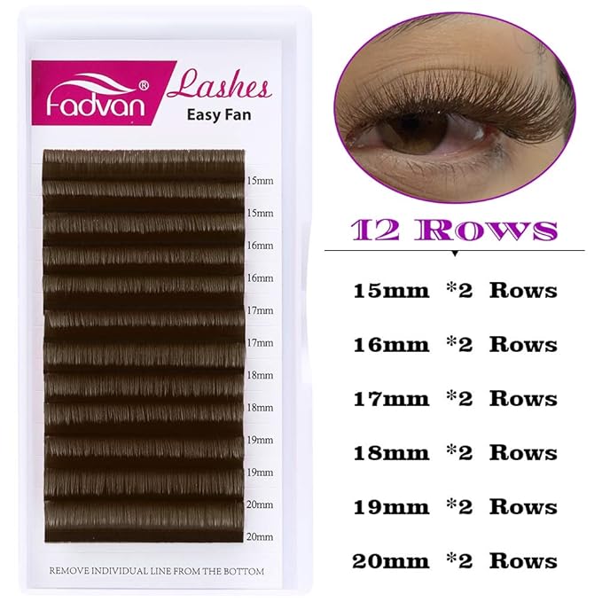 Volume Eyelash Extensions Brown 0.07mm D Curl Color Lashes 15-20mm Mixed Tray Rapid Blooming 3D 4D 5D 6D 8D 10D Russian Volume Lashes Extensions by FADVAN (Brown 0.07-D, 15-20mm)