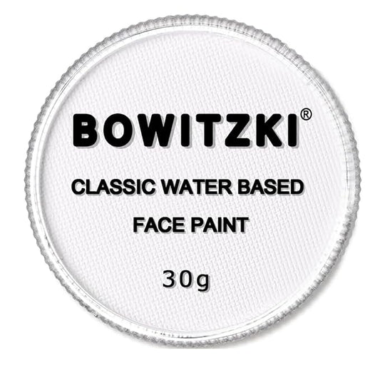 Bowitzki Professional Face Paint Body Paint Water Based Face painting Makeup Safe for Kids and Adults Split Cake Single Color 30g Halloween Christmas Party - White