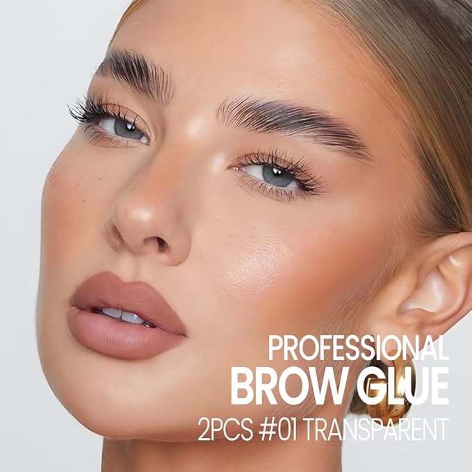 Tinted Thickening Mascara Brow, Shaping Makeup Gel,Waterproof, Transfer-proof, Brush to Fill in Eyebrows and Cover Gray Hairs - Cruelty Free (B-2Pcs 01 Transparent, B)
