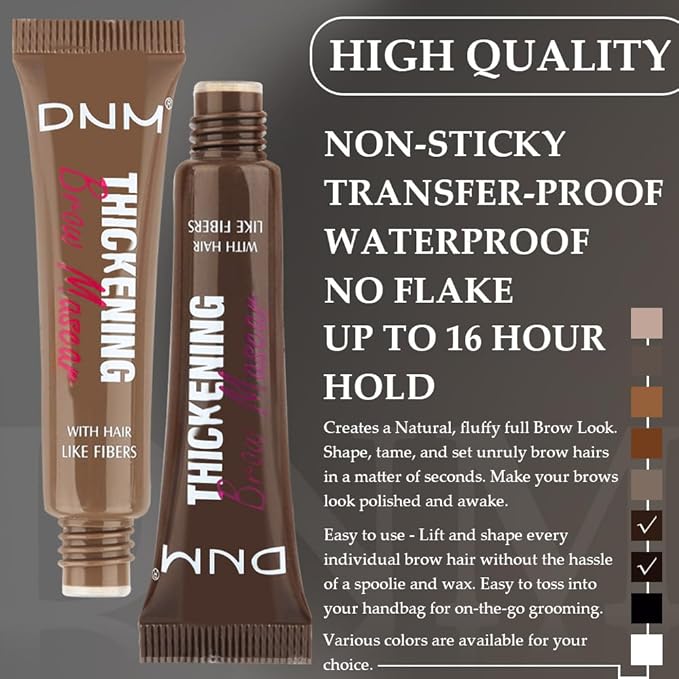 Tinted Thickening Brow Mascara,Brow Fast Sculpt,Waterproof, Transfer-proof, Brush to Fill in Eyebrows and Cover Gray Hairs - Cruelty Free (2pcs 06 Brunette &07 Espresso)