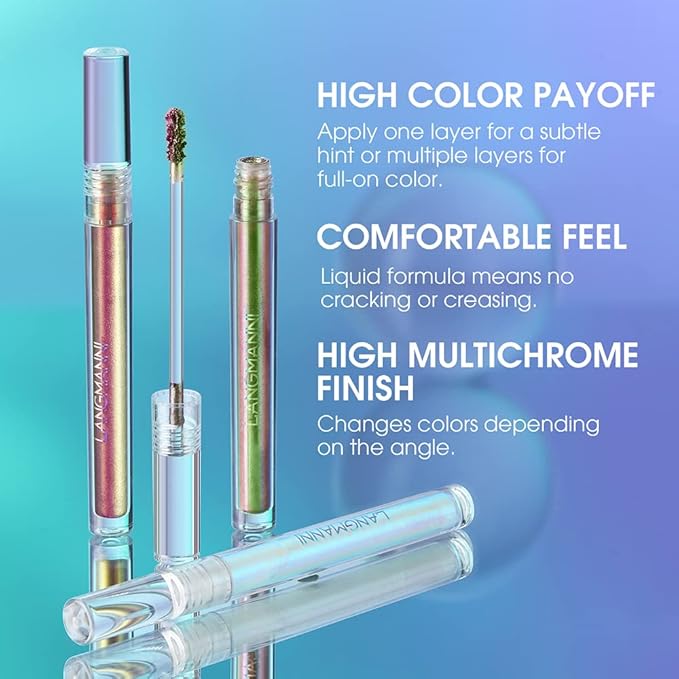 Jolilab Metallic Liquid Chameleon Eyeshadow, Multi-Dimensional Eye Looks, Long-lasting Holographic Glitter Multichrome Eyeshadows Makeup (#Wonder+#GX006)