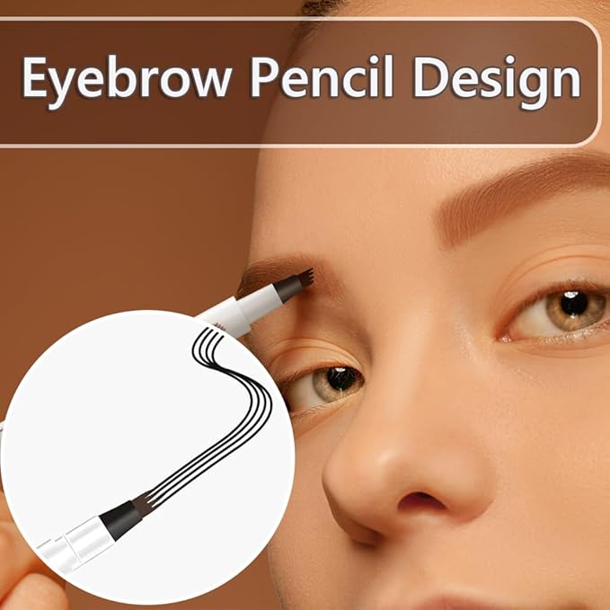 2025 New 2PCS 3D Magic Microblading Eyebrow Pencil, 4-Head Split Waterproof Long-Lasting Wild Eyebrow Pen, Upgraded Fine-Stroke Makeup, Stay-on-All-Day (Dark Brown)