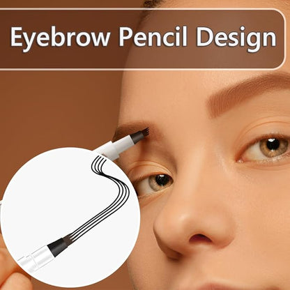 2025 New 2PCS 3D Magic Microblading Eyebrow Pencil, 4-Head Split Waterproof Long-Lasting Wild Eyebrow Pen, Upgraded Fine-Stroke Makeup, Stay-on-All-Day (Dark Brown)