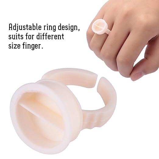 HURRISE 100pcs Cup Rings, Silicone Semi-Permanent Rings, Nail Art Adhesive Glue Holders, Palette for Eyelash Extension, Nail Art, Tattoo (L)