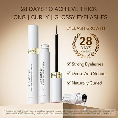LANBENA Lash Serum, Rapid Eyelash Growth Serum, Lash Serum for Eyelash Growth Thickness, Stronger, Healthier Lashes & Brows, 4ml