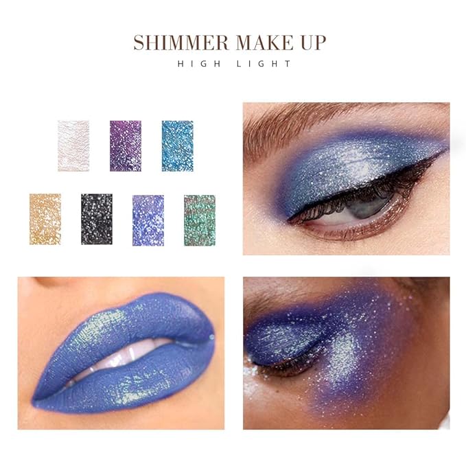 Kilshye Glitter Liquid Eyeshadow Shimmer Eye Shadow Metallic Eyeshadows High Pigment Eyes Shadow Long Lasting Waterproof Eyes Liquid Makeup for Women and Girls Pack of 1 (D- Blue 15)
