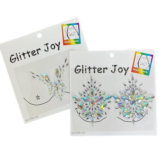 2-Pack Diamond Acrylic Chest Stickers – Body Glitter Adhesive Rhinestones for Women – Crystal Chest Jewels for Festivals, Halloween, Carnival, and Parties