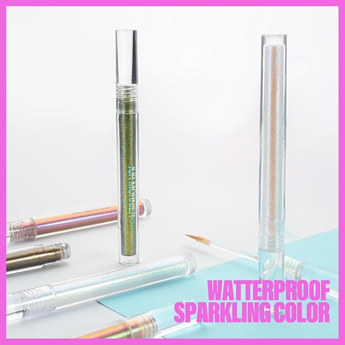 Multichrome Liquid Eyeshadow Set,3 Colors Multi-Dimensional Eye Liner Makeup,High Pigment Waterproof Metallic Eyeshadow,Ultre Fine Tip Glitter Eyeshadow (07 bronzer+08 armor+09 gold)