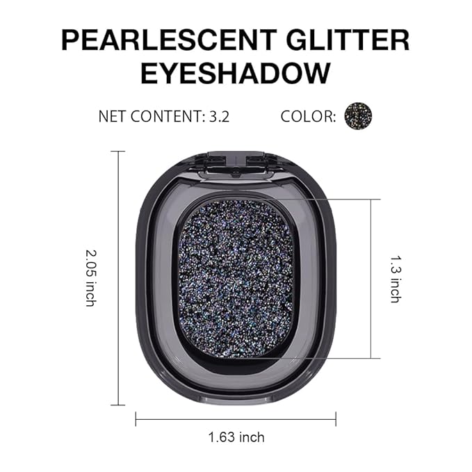 Eye shadow low saturation delicate long-lasting eye shadow palette, Monochrome Glittler Eyeshadow, pressed glitter eyeshadow, Glittle Pressed Powder Single Vegan Eyeshadow, (01 Glittle Black)