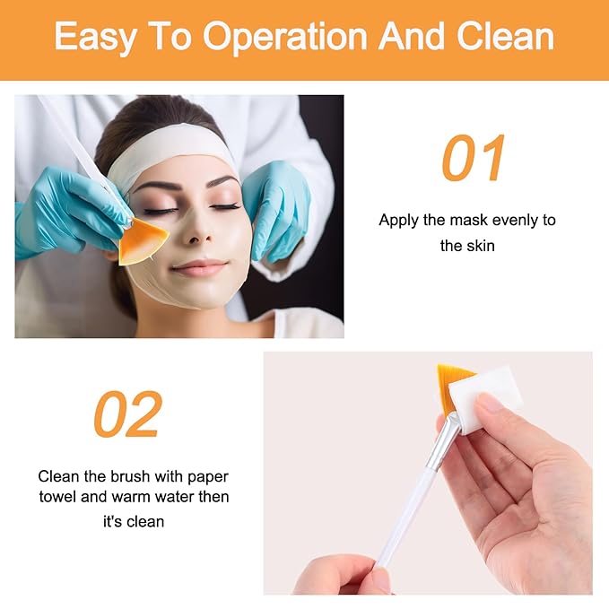 48 Pcs Fan Brushes Facial Applicator, Multi-Use Soft Peel Makeup Brush Spa Tools for Women and Girls Enhance Your Skincare Ritual-Yellow