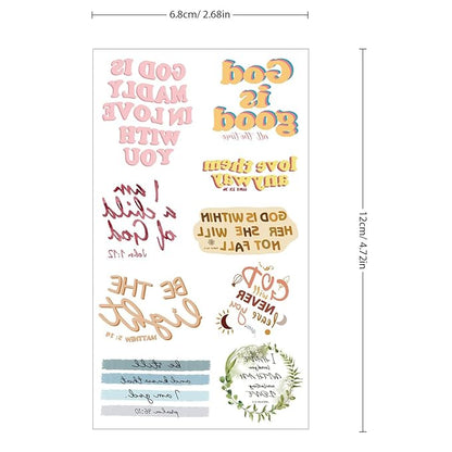 Christian Temporary Tattoos for Kids,80 Pcs Bible Verse Fake Temporary Tattoo for Adult Women Men Christian Party Favors Body Decorations Supplies,God Bless Classic Quote Tattoos for Boys Girls Q735