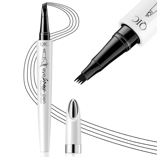Eyebrow Pen Waterproof Eyebrow Pencil Natural Simulation Eyebrow Pencil for women's professional makeup with 4 Fork Tip for Natural-Looking Hair-Like Defined Brows, Last All-Day (Black)