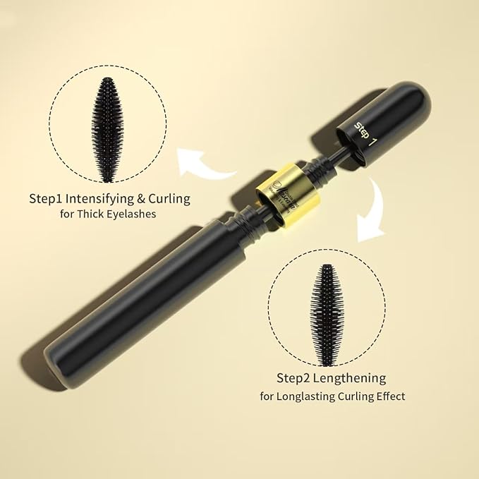 2PCS Essence Mascara Volume And Length- Amazing Lashes Mascara, Long-Lasting 2 In 1 Mascara Waterproof Mascara Voluminous Mascara,Lengthening And Volumizing Tubing Mascara Black