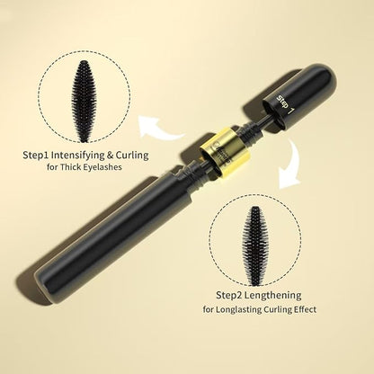 2PCS Essence Mascara Volume And Length- Amazing Lashes Mascara, Long-Lasting 2 In 1 Mascara Waterproof Mascara Voluminous Mascara,Lengthening And Volumizing Tubing Mascara Black